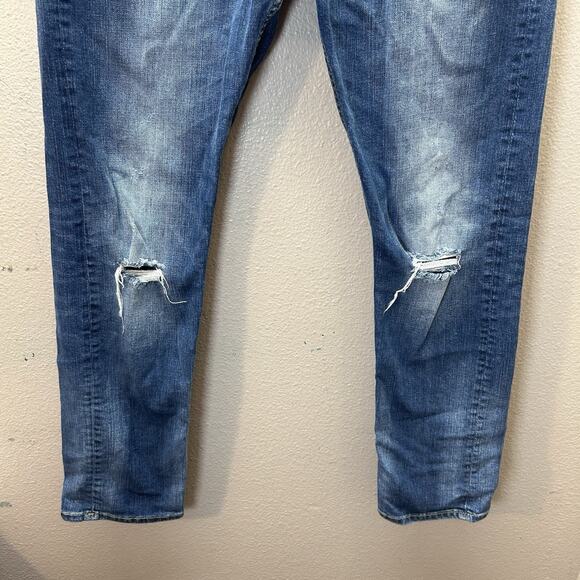 American Eagle Men’s 32x32 Blue Denim Jeans Slim Core Flex Distressed - Picture 3 of 9